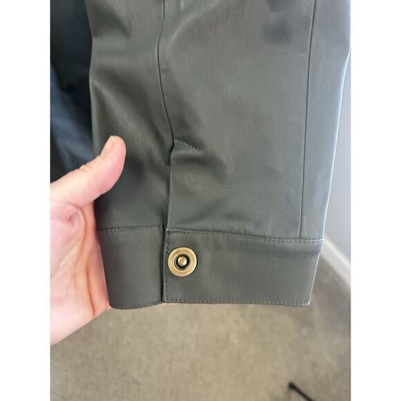 -Anthropologie Maeve Kellie Faux Leather Coat in‎ Green Size 16 - Picture 12 of 12